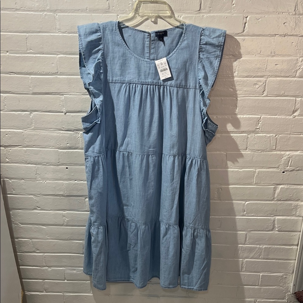 J. Crew Light Blue Ruffle Dress NWT